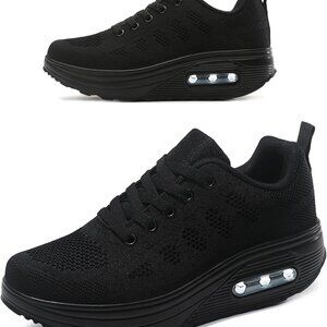 Women's Slip Resistant Walking Shoes Air Cushion Platform Sneakers